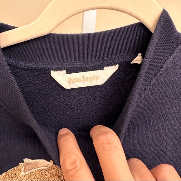 Palm Angels Kids Logo Teddy Printed Crewneck Sweatshirt size 10 - Picture 2 of 6